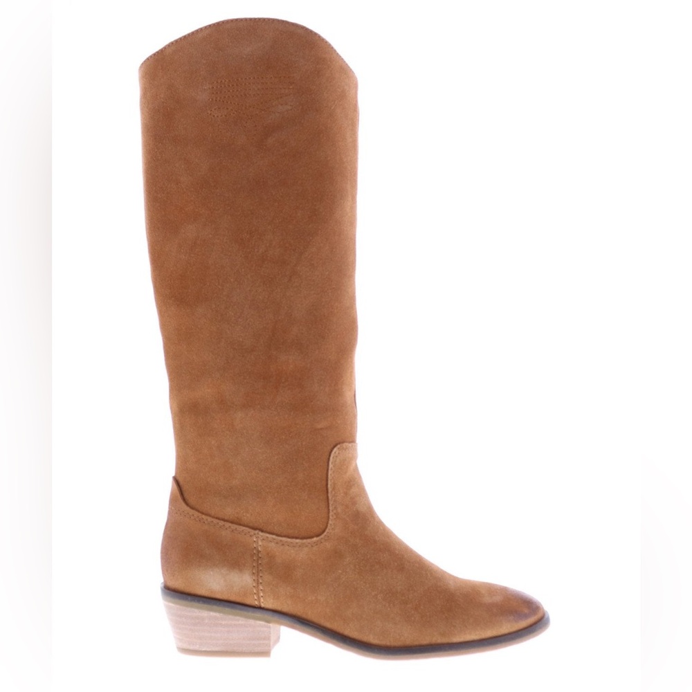 Frye Caden Stitch Tall Brown Suede Slip-On Casual Dress Boots